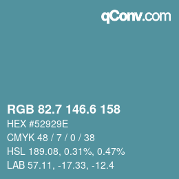 カラーコード: RGB 82.7 146.6 158 | qconv.com