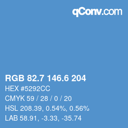 カラーコード: RGB 82.7 146.6 204 | qconv.com