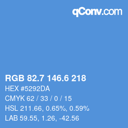 カラーコード: RGB 82.7 146.6 218 | qconv.com