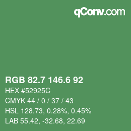 カラーコード: RGB 82.7 146.6 92 | qconv.com
