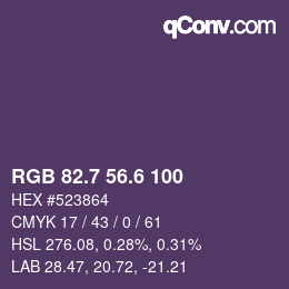 カラーコード: RGB 82.7 56.6 100 | qconv.com