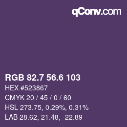カラーコード: RGB 82.7 56.6 103 | qconv.com