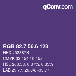 カラーコード: RGB 82.7 56.6 123 | qconv.com