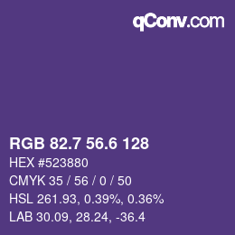 カラーコード: RGB 82.7 56.6 128 | qconv.com