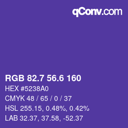 カラーコード: RGB 82.7 56.6 160 | qconv.com
