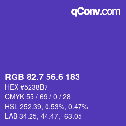 カラーコード: RGB 82.7 56.6 183 | qconv.com