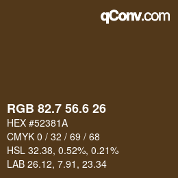 カラーコード: RGB 82.7 56.6 26 | qconv.com