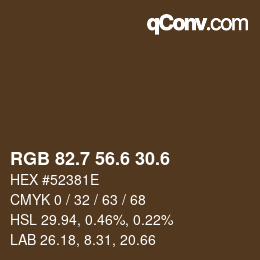 カラーコード: RGB 82.7 56.6 30.6 | qconv.com