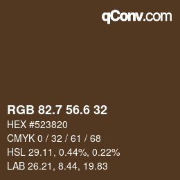 カラーコード: RGB 82.7 56.6 32 | qconv.com