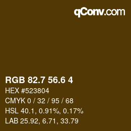 カラーコード: RGB 82.7 56.6 4 | qconv.com