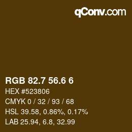カラーコード: RGB 82.7 56.6 6 | qconv.com