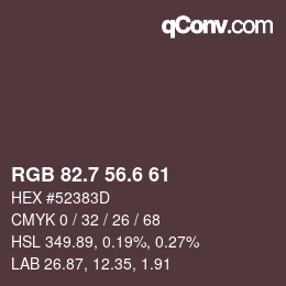 カラーコード: RGB 82.7 56.6 61 | qconv.com