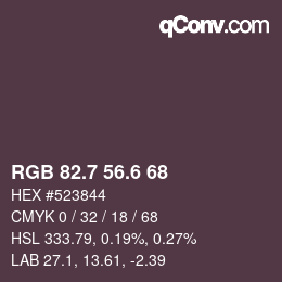 カラーコード: RGB 82.7 56.6 68 | qconv.com
