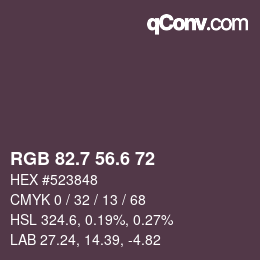 カラーコード: RGB 82.7 56.6 72 | qconv.com