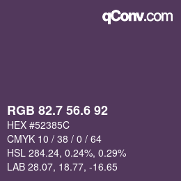 カラーコード: RGB 82.7 56.6 92 | qconv.com