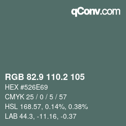 Color code: RGB 82.9 110.2 105 | qconv.com
