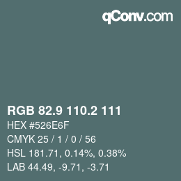 Color code: RGB 82.9 110.2 111 | qconv.com