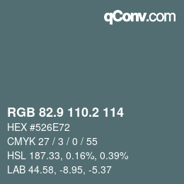 カラーコード: RGB 82.9 110.2 114 | qconv.com