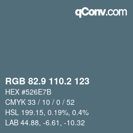 カラーコード: RGB 82.9 110.2 123 | qconv.com