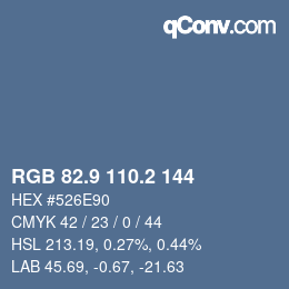 Color code: RGB 82.9 110.2 144 | qconv.com