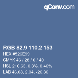 カラーコード: RGB 82.9 110.2 153 | qconv.com