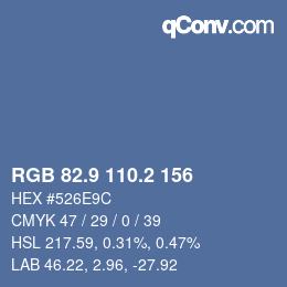 Color code: RGB 82.9 110.2 156 | qconv.com