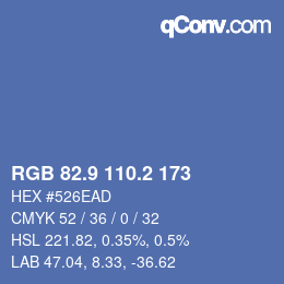 カラーコード: RGB 82.9 110.2 173 | qconv.com