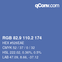 カラーコード: RGB 82.9 110.2 174 | qconv.com