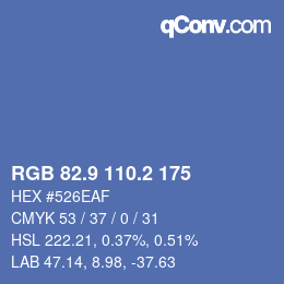 カラーコード: RGB 82.9 110.2 175 | qconv.com