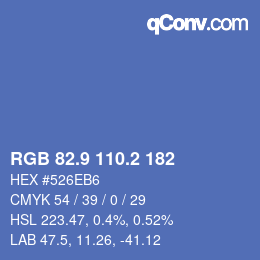 カラーコード: RGB 82.9 110.2 182 | qconv.com