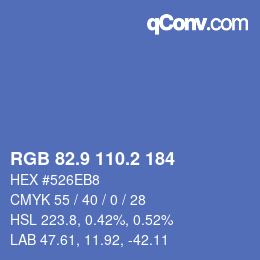 カラーコード: RGB 82.9 110.2 184 | qconv.com