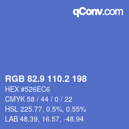Color code: RGB 82.9 110.2 198 | qconv.com