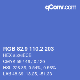 カラーコード: RGB 82.9 110.2 203 | qconv.com