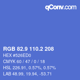カラーコード: RGB 82.9 110.2 208 | qconv.com