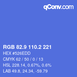 カラーコード: RGB 82.9 110.2 221 | qconv.com