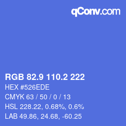 カラーコード: RGB 82.9 110.2 222 | qconv.com