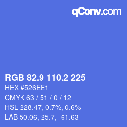 カラーコード: RGB 82.9 110.2 225 | qconv.com