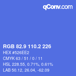 カラーコード: RGB 82.9 110.2 226 | qconv.com