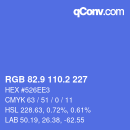 カラーコード: RGB 82.9 110.2 227 | qconv.com