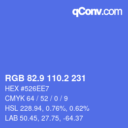 カラーコード: RGB 82.9 110.2 231 | qconv.com