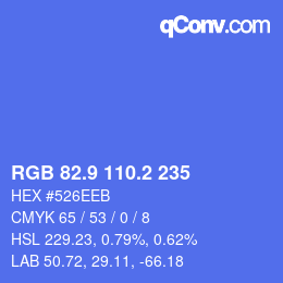 カラーコード: RGB 82.9 110.2 235 | qconv.com