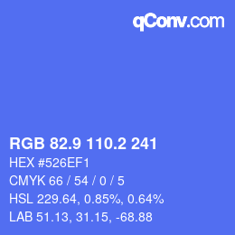 カラーコード: RGB 82.9 110.2 241 | qconv.com