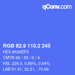 カラーコード: RGB 82.9 110.2 245 | qconv.com