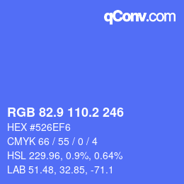 カラーコード: RGB 82.9 110.2 246 | qconv.com