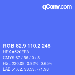 カラーコード: RGB 82.9 110.2 248 | qconv.com