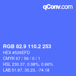 カラーコード: RGB 82.9 110.2 253 | qconv.com