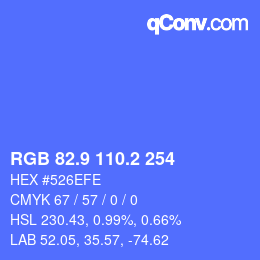 カラーコード: RGB 82.9 110.2 254 | qconv.com