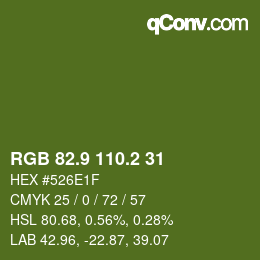 カラーコード: RGB 82.9 110.2 31 | qconv.com