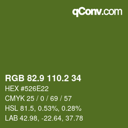 カラーコード: RGB 82.9 110.2 34 | qconv.com