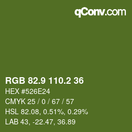 カラーコード: RGB 82.9 110.2 36 | qconv.com